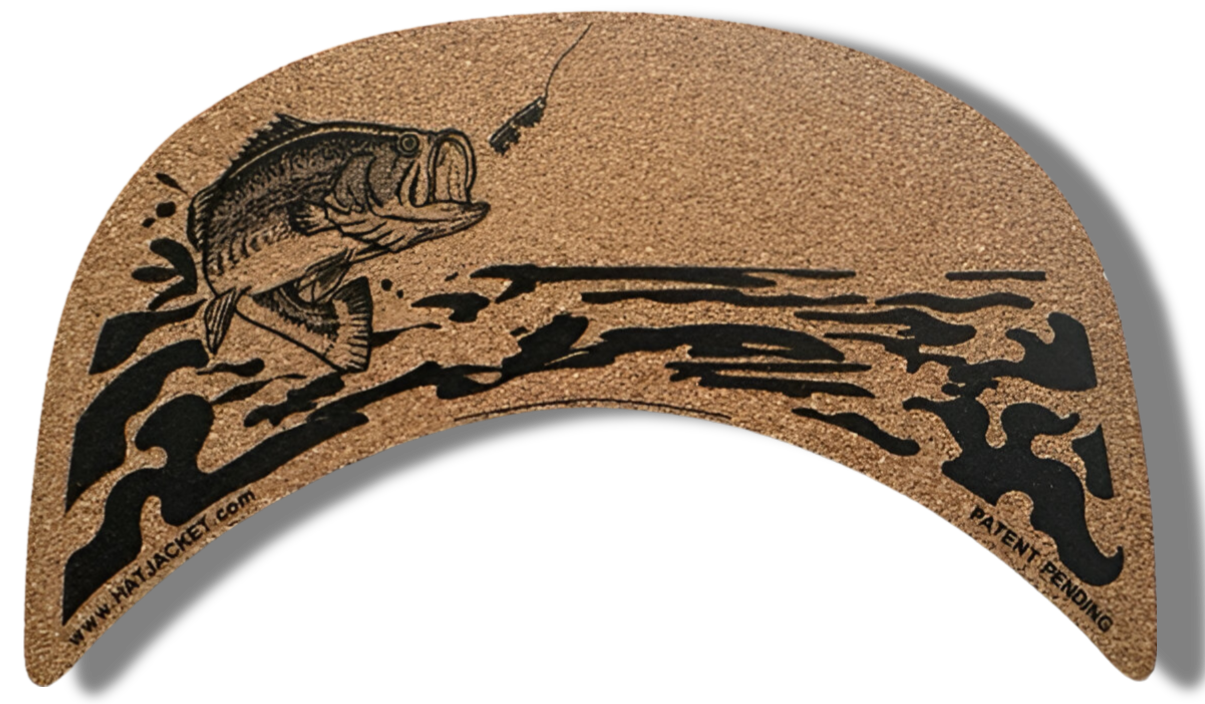 Cork fishing lure with fish design on a white background